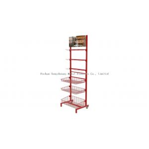 China Supermarket And Store Food Display Stand have three baskets  Candy Snacks Food Display Rack With Ad supplier