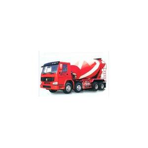 Diesel 8 X 4 Sinotruk STEYR Concrete Mixer Truck 336hp And 8 Cbm In Red Color