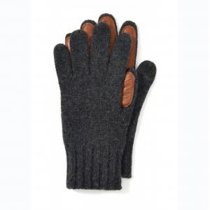 China Outdoor Activities Winter Gloves For Men , Warm Knit Gloves With Leather Palm supplier