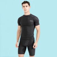 China Sharkskin Males Wearing 2 Piece Swimsuits Boxer Mens Two Piece Swim Sunscreen on sale
