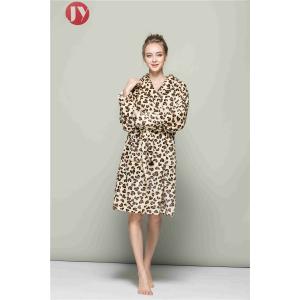 Leopard Print Soft Bathrobe Women Microfiber Fleece Bathrobe Long Plush Printed Dyeing