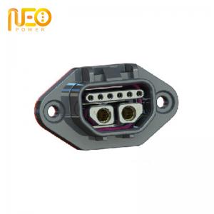 China 60A 2 Pole 6 Pin Power Signal Connectors Flange Right Angle Socket with Cable supplier