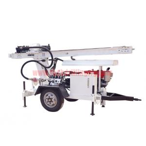 China Trailer Mounted Hydraulic Water Well Drilling Rig 2 Wheel For DTH Air / Mud Pump Drilling supplier