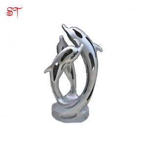 China Modern Famous life size Dolphins Stainless Steel Cute & Funny Vivid Animal Sculptures outdoor animal sculptures Statue supplier