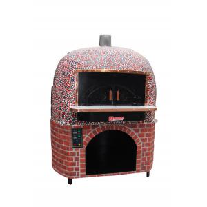 China Round Lava Rock Wood Fire Italy Pizza Oven with Black or Red Ceramic Tiles supplier