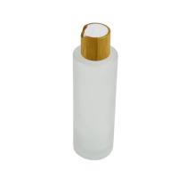 China 100ml Frosted Glass Collar Skin Care Serum Toner Lotion Bottle with Bamboo Disk Cap on sale