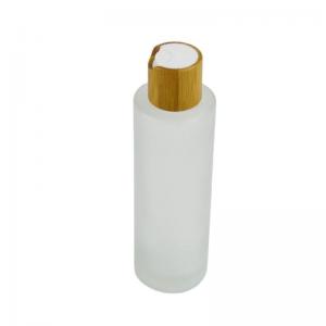 100ml Frosted Glass Collar Skin Care Serum Toner Lotion Bottle with Bamboo Disk Cap