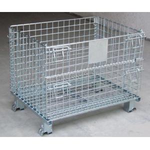 China Customized Heavy Duty Foldable Wire Mesh Container Storage Cages with Name Plate supplier