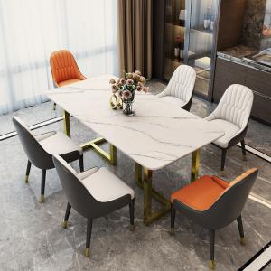 1.6 Meter Length Marble Apartment Dining Tables With Stainless Steel Leg