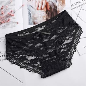 China Sexy Knitted Black Cotton Seamless Underwear Undies Spandex 3XL Hollow Mesh supplier