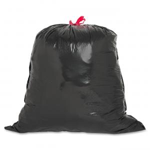 China Black 120L Recyclable Trash Bags Gravure Printing With Blue Drawstring supplier