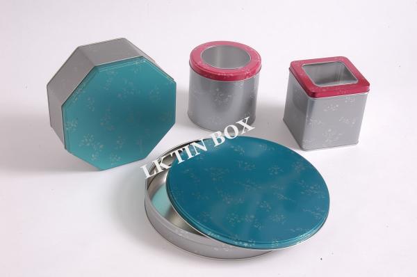 Luxury Biscuit Round Biscuit Tin With Lid Printed Stackable , Metal Tin Container