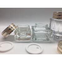 China Luxury Classical Small Square Glass Jars Electroplate Printing With Metallic Cap on sale