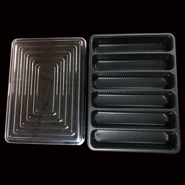 Plateau en plastique PP personnalisé noir avec couvercle PET transparent pour emballage à vide pour rouleaux de bœuf
