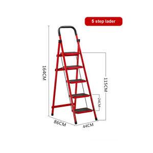 150kg Foldable Metal Carbon Steel 5 Step Ladder With Handrail