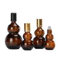 China 10-100ml Brown Double Gourd Roller Ball Essential Oil Bottle Empty Rubber Head Dropper on sale