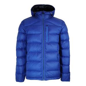 China Blue Mens Warm Waterproof Coat , Hooded Mens Waterproof Puffer Jacket supplier