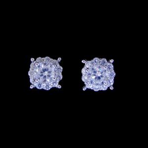 China Simple Cubic Zirconia Stud Earrings One Main Stone 925 Silver Jewelry For Ladies supplier