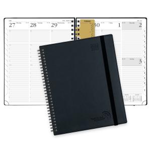 Black PU Leather Softcover Vertical Weekly Planner With Daily Schedule