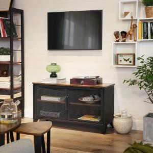 TV Cabinet with Steel Doors and Cabinet, Modern Particleboard TV Stand, TV Stand Furniture, LSC051B01