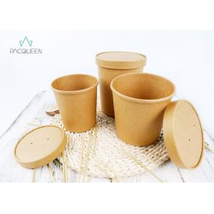 China Soup Takeaway Food Containers Kraft Paper PE / PLA Lined Anti Leaking supplier