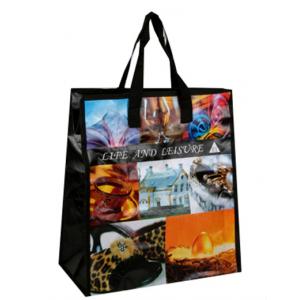 Gravure Printing Pp Woven Small Laminated Tote Bags Handled Woven Shopper Bag