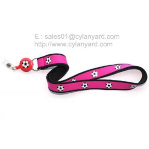 Neoprene rubber football lanyard full color print, Neoprene sports pull reel ribbon