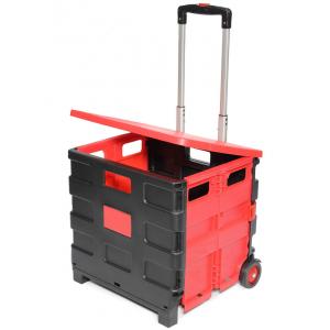 Wheels Rolling Crate - Collapsible Rolling Cart with Lid Folding Teacher Rolling Box Carrier with Handle Shopping