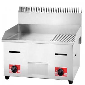 China 11.5kW Protective Case Stainless Steel Gas Burger Griddle with 1/3 Grooved Countertop supplier