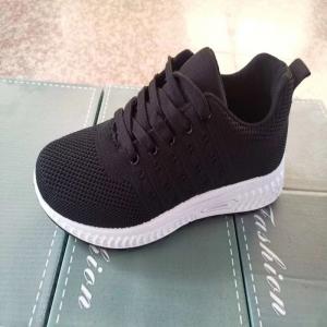 Ladies Flyknit Sport Shoes Tricolor Breathable Sneakers Antiskid Large size navy color