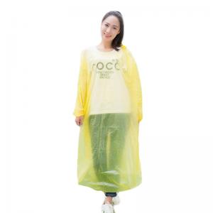 Long Sleeves Womens Plastic Raincoat With Hood , Yellow Disposable Laboratory Coats