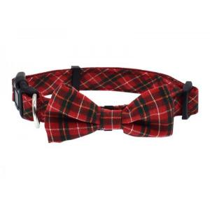 China Butterfly Knot Dog Walking Collars , Cute Dog Collars Plaid Fashionable Weatherproof supplier