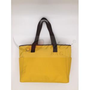 China Large Travel Tote Bags With Zipper Yellow Color 300D Polyester Material supplier