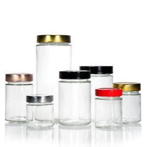 Caviar Honey Glass Storage Jars 8oz 10oz 12oz Round With Bamboo Lid