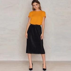 Women Clothing 2017 Midi Pleated Sparkle Skirt
