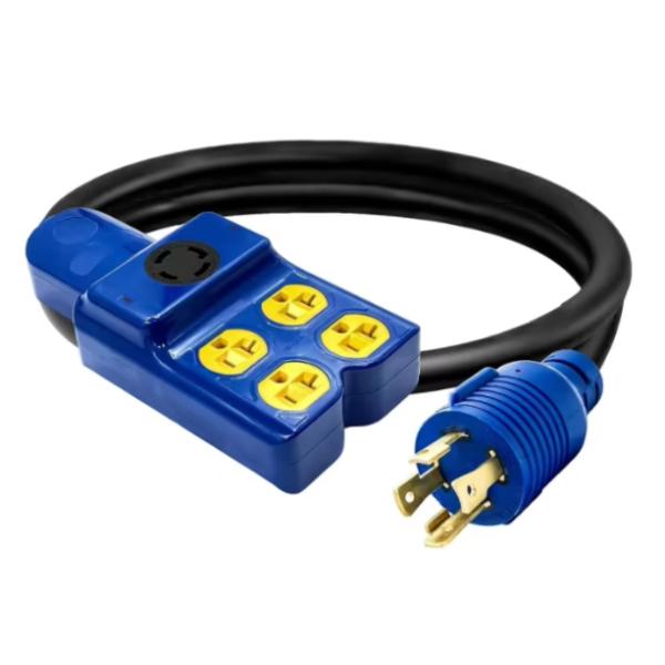 USA 5 in 1 発電機アダプター延長コード NEMA L14-30P - 四つの 5-20R / 5-15R & L14-30R RV マリン電源アダプター