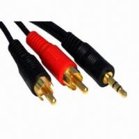 China RCA to 3.5mm Plug Cables with Gold Plating and Male to Male Gender on sale