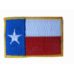 LONE STAR Texas State Flag Patch Embroidery Iron On Gold Border Small 1-5/8"