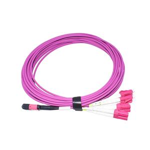 China Female Multi Mode MPO MTP Cable Polarity B OM4 MTP Cable With Magenta supplier