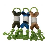 China Blue Green Rope 18cm 7.09in Bone Stuffed Animal Plush Toy For Dog BSCI on sale