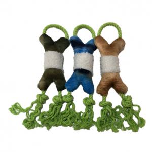 Blue Green Rope 18cm 7.09in Bone Stuffed Animal Plush Toy For Dog BSCI