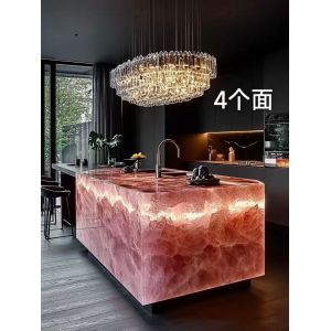 China Luxury Glass-like Epoxy Resin Kitchen Island Table Countertop Creative Transparent Glowing Crystal Table for Office Home wholesale