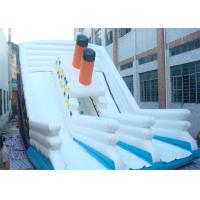 China White Commercial Inflatable Slide / Double Lanes Titanic Inflatable Slide on sale