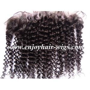 China Peruvian virgin remy hair lace frontal 13''x4'' ,natural color curly hair 10''-24''length supplier