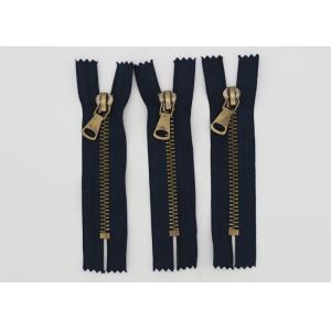 Garment Antique Brass 14 Inch Heavy Duty Metal Zippers Navy Tape For Coveralls