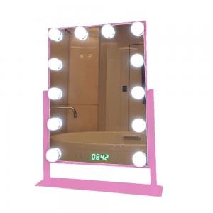 China Aluminum Led Makeup Vanity Mirror With Light Bulbs Dimming Brightness supplier