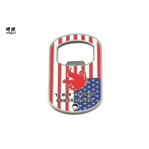 China Metal Dog Tag Hand Held Beer Bottle Opener Custom Us Style , Silver Color Plating supplier
