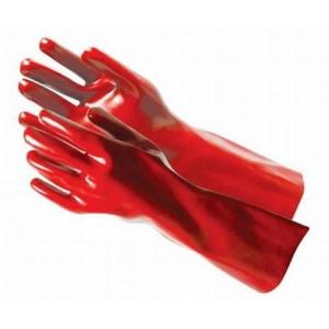 Guantes del trabajo del PVC del color rojo, resistencia mecánica de la resistencia química de los guantes del PVC buena