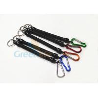 China Black Elastic Cord Fly Retractable Fishing Lanyard , Protective Plastic Coil Lanyard on sale