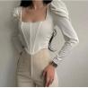 Small Order Clothing Manufacturers Vintage Square Neck Long Puff Sleeve Boning